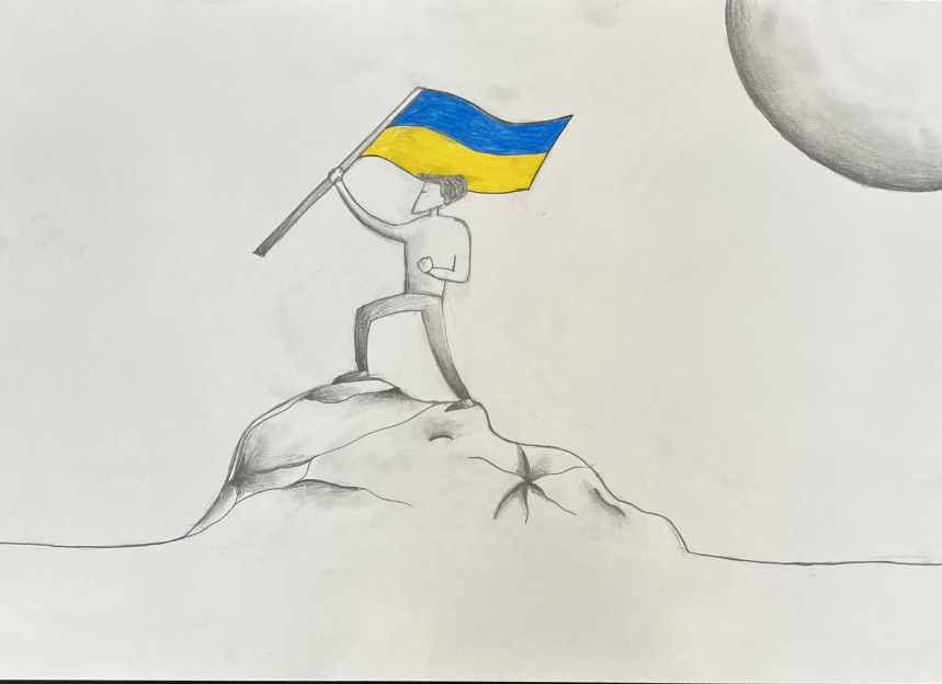 Student painting representation Ukraine war