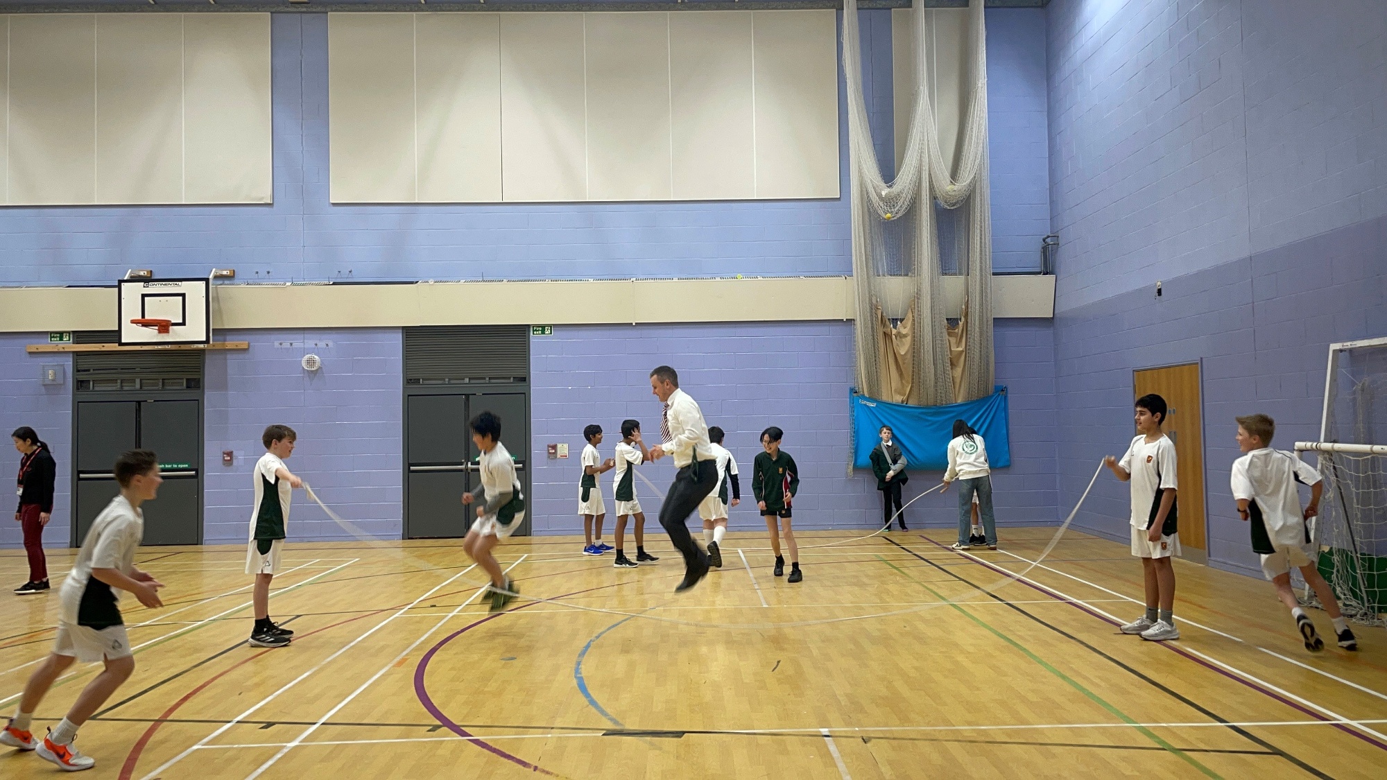 Pupils Skipping with Mr Soulsby